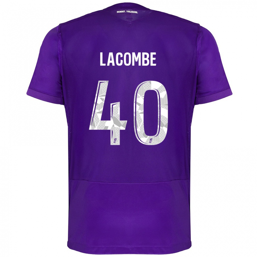 Gyermek Justin Lacombe #40 Lila Fehér Hazai Jersey 2024/25 Mez Póló Ing