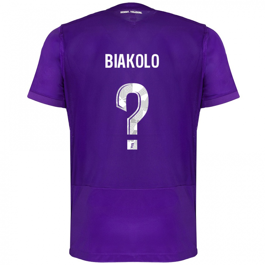 Gyermek Tony Biakolo #0 Lila Fehér Hazai Jersey 2024/25 Mez Póló Ing