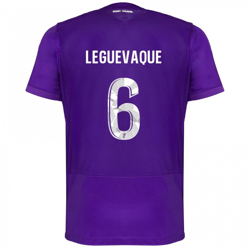 Gyermek Laurie Leguevaque #6 Lila Fehér Hazai Jersey 2024/25 Mez Póló Ing