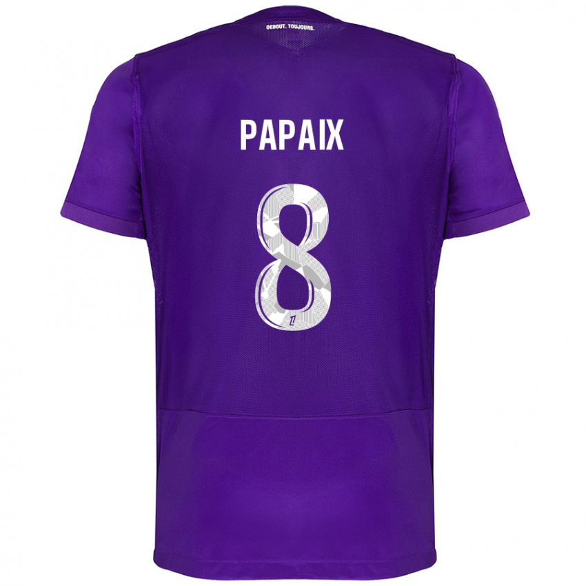 Gyermek Pauline Papaix #8 Lila Fehér Hazai Jersey 2024/25 Mez Póló Ing