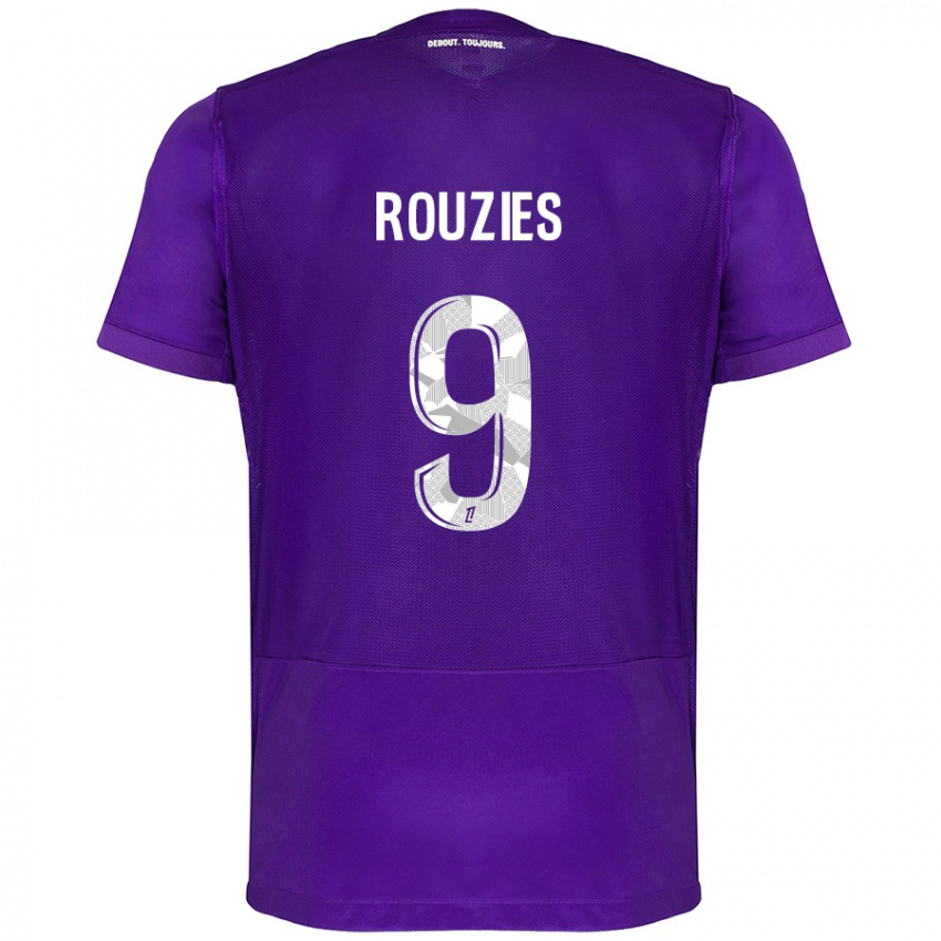 Gyermek Manon Rouzies #9 Lila Fehér Hazai Jersey 2024/25 Mez Póló Ing