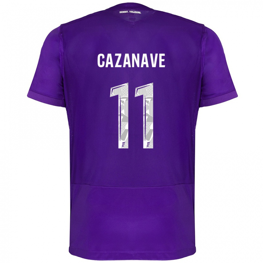 Gyermek Julie Cazanave #11 Lila Fehér Hazai Jersey 2024/25 Mez Póló Ing