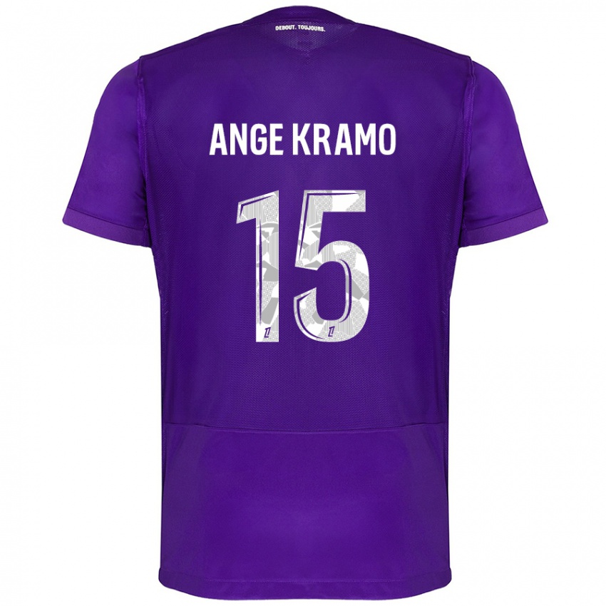 Gyermek Marie Ange Kramo #15 Lila Fehér Hazai Jersey 2024/25 Mez Póló Ing