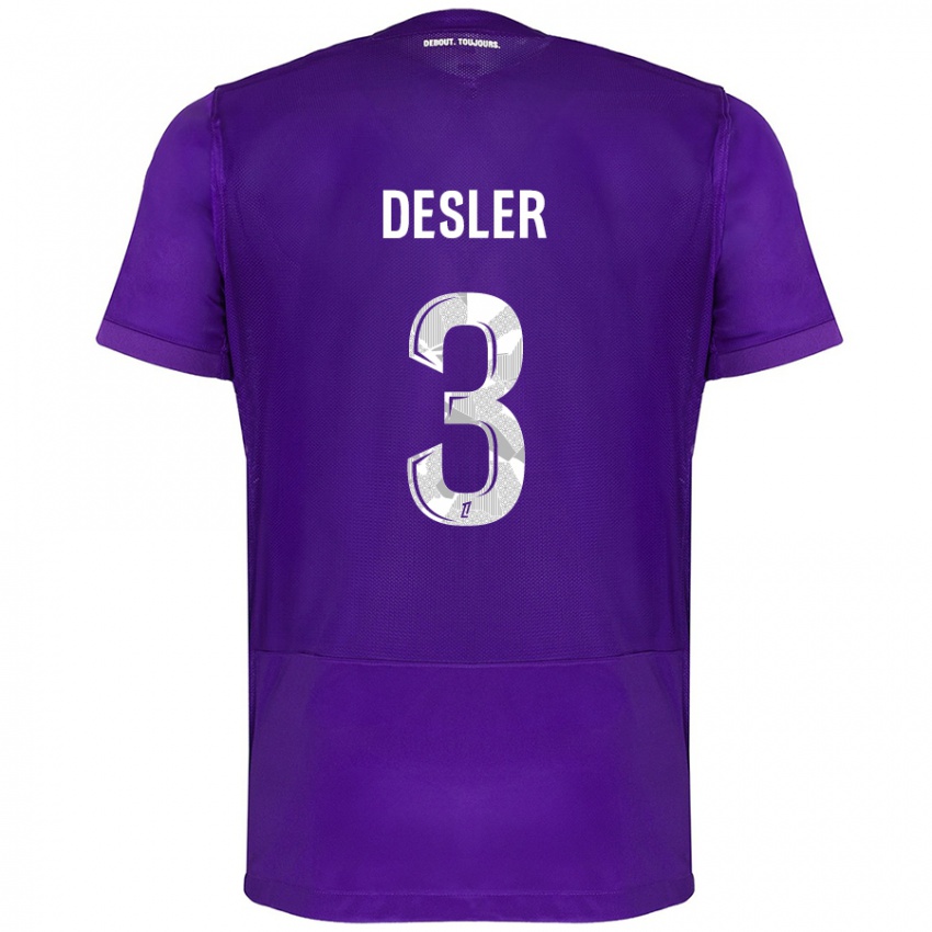 Gyermek Mikkel Desler #3 Lila Fehér Hazai Jersey 2024/25 Mez Póló Ing