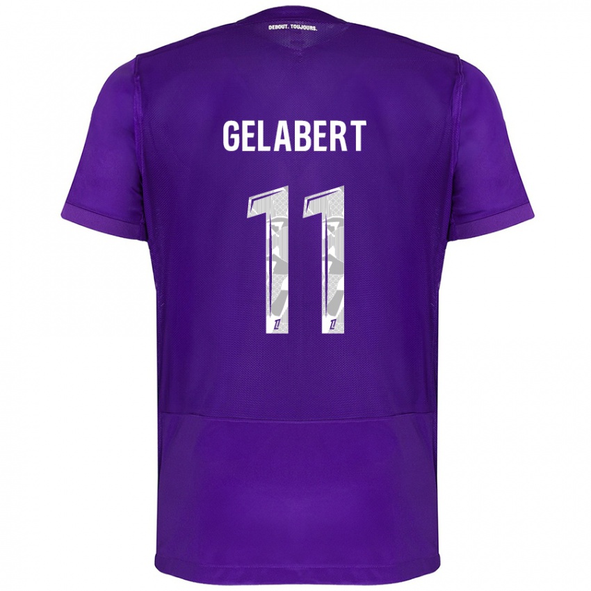 Gyermek César Gelabert #11 Lila Fehér Hazai Jersey 2024/25 Mez Póló Ing