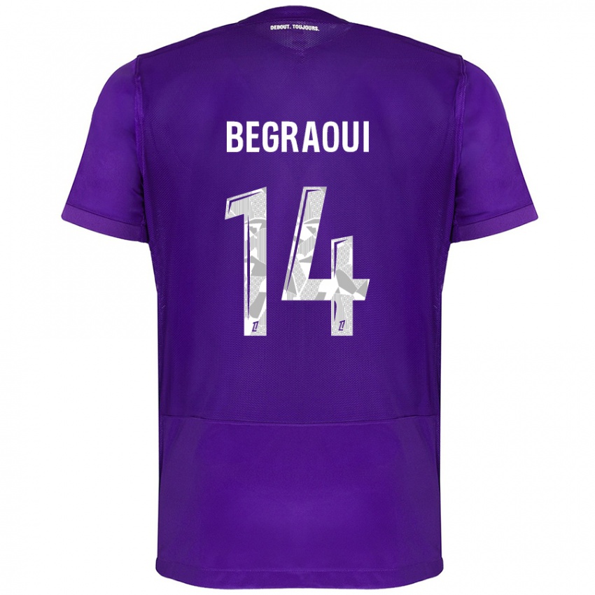 Gyermek Yanis Begraoui #14 Lila Fehér Hazai Jersey 2024/25 Mez Póló Ing