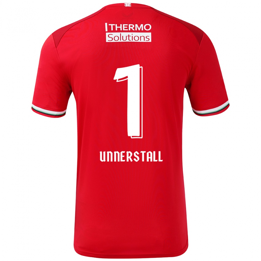 Gyermek Lars Unnerstall #1 Piros Fehér Hazai Jersey 2024/25 Mez Póló Ing