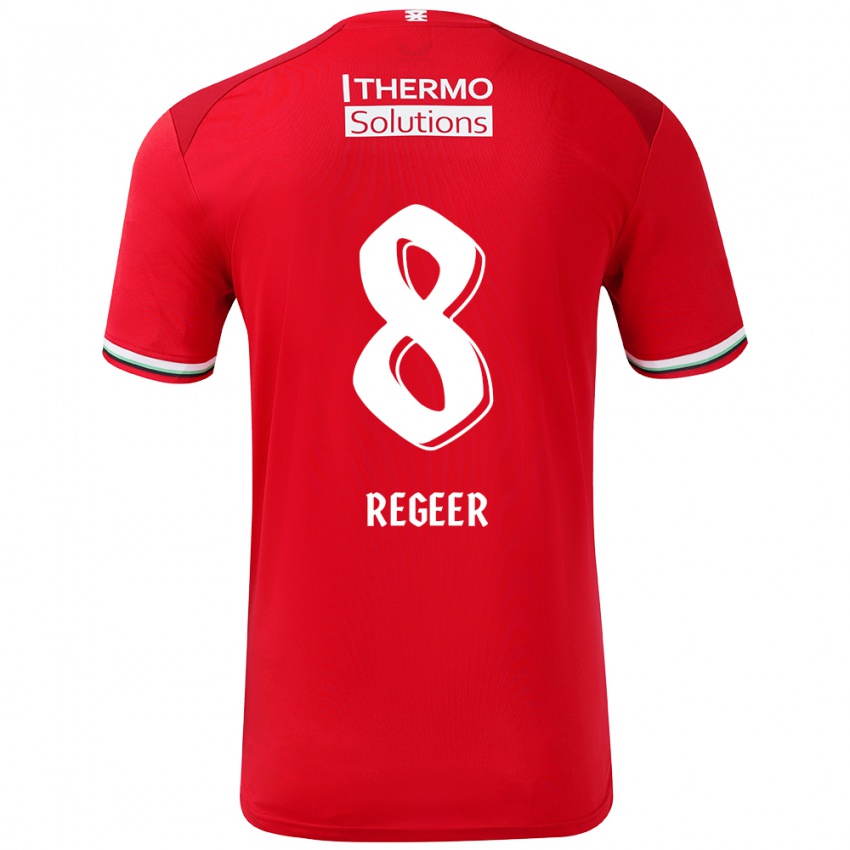 Gyermek Youri Regeer #8 Piros Fehér Hazai Jersey 2024/25 Mez Póló Ing