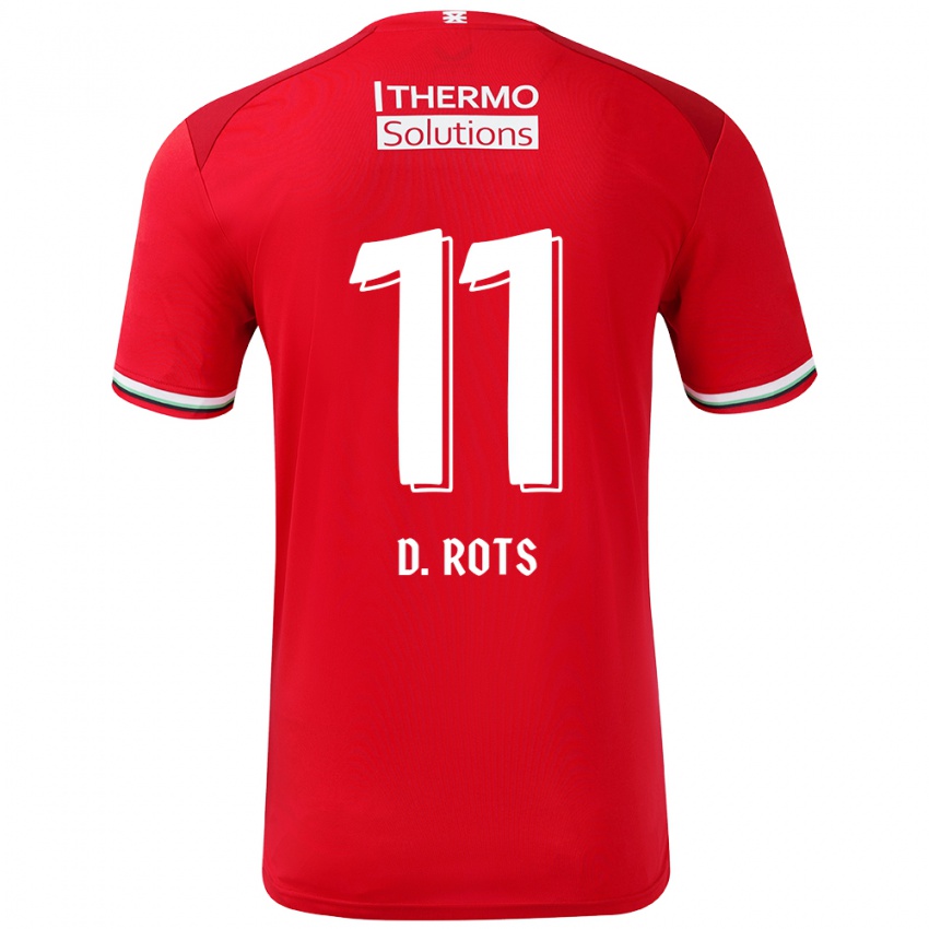 Gyermek Daan Rots #11 Piros Fehér Hazai Jersey 2024/25 Mez Póló Ing