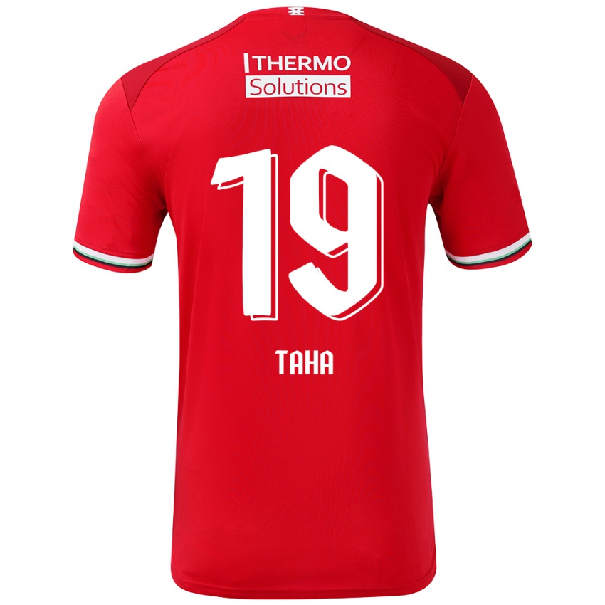 Gyermek Younes Taha #19 Piros Fehér Hazai Jersey 2024/25 Mez Póló Ing