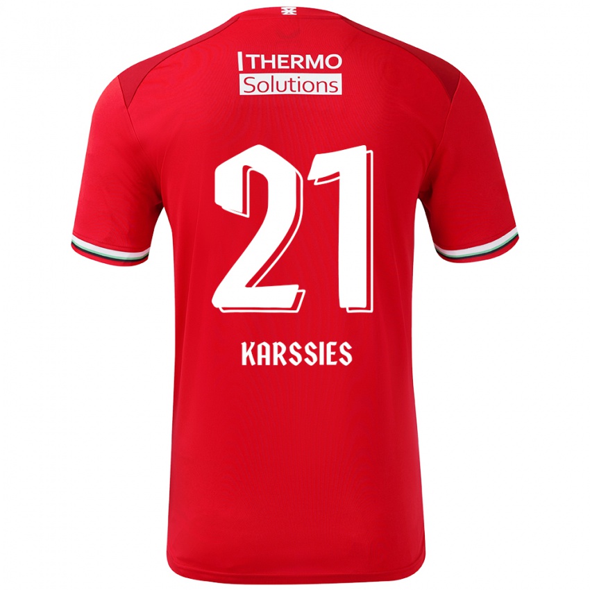 Gyermek Sam Karssies #21 Piros Fehér Hazai Jersey 2024/25 Mez Póló Ing