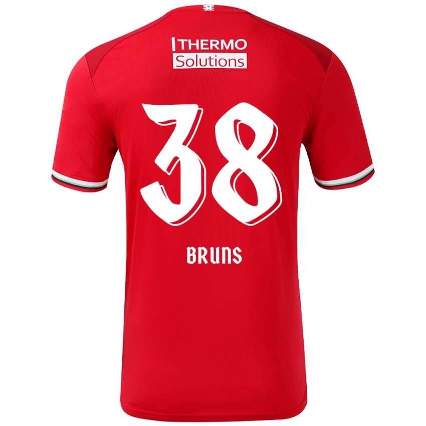 Gyermek Max Bruns #38 Piros Fehér Hazai Jersey 2024/25 Mez Póló Ing