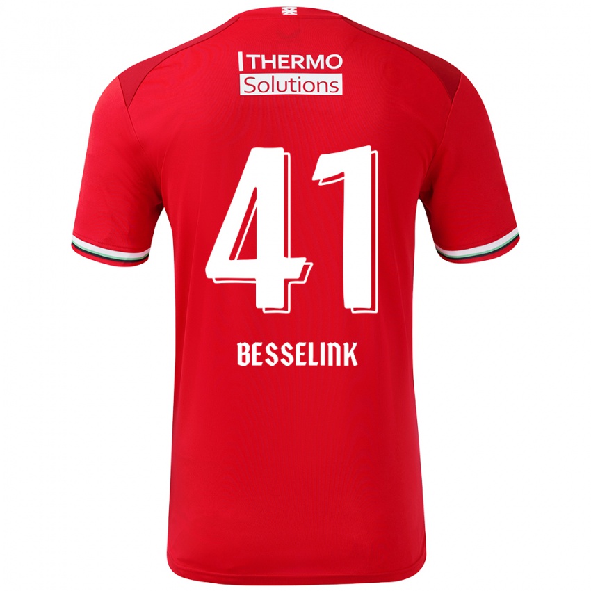 Gyermek Gijs Besselink #41 Piros Fehér Hazai Jersey 2024/25 Mez Póló Ing