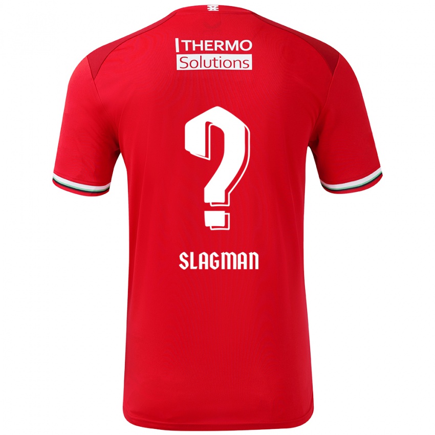 Gyermek Thom Slagman #0 Piros Fehér Hazai Jersey 2024/25 Mez Póló Ing