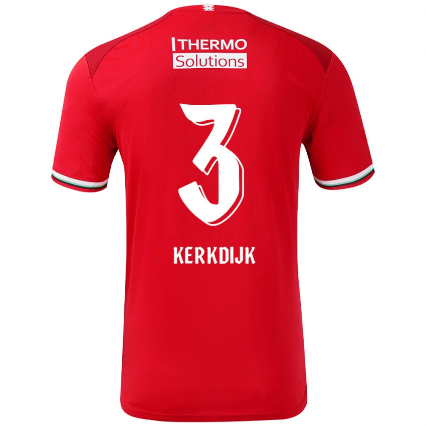 Gyermek Danique Kerkdijk #3 Piros Fehér Hazai Jersey 2024/25 Mez Póló Ing