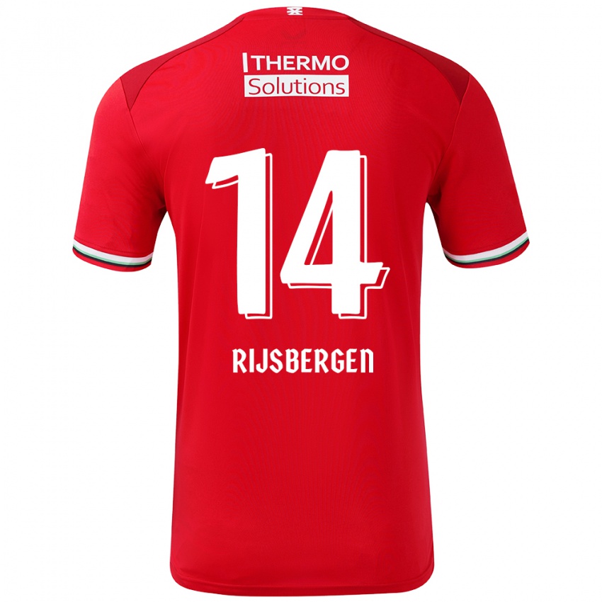 Gyermek Liz Rijsbergen #14 Piros Fehér Hazai Jersey 2024/25 Mez Póló Ing