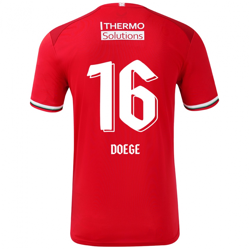 Gyermek Leonie Doege #16 Piros Fehér Hazai Jersey 2024/25 Mez Póló Ing