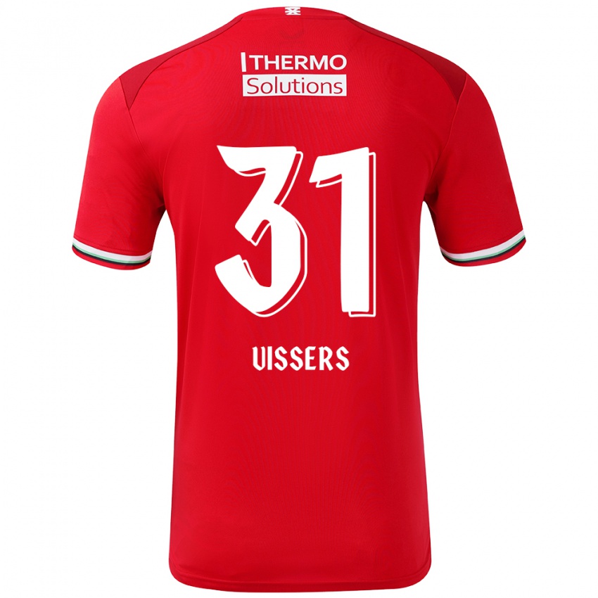 Gyermek Kiki Vissers #31 Piros Fehér Hazai Jersey 2024/25 Mez Póló Ing