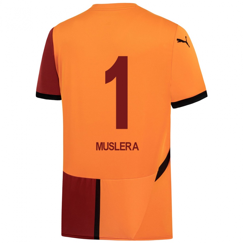 Gyermek Fernando Muslera #1 Sárga Piros Hazai Jersey 2024/25 Mez Póló Ing