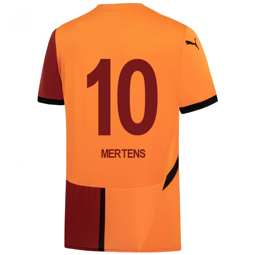 Gyermek Dries Mertens #10 Sárga Piros Hazai Jersey 2024/25 Mez Póló Ing