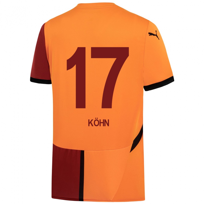 Gyermek Derrick Köhn #17 Sárga Piros Hazai Jersey 2024/25 Mez Póló Ing