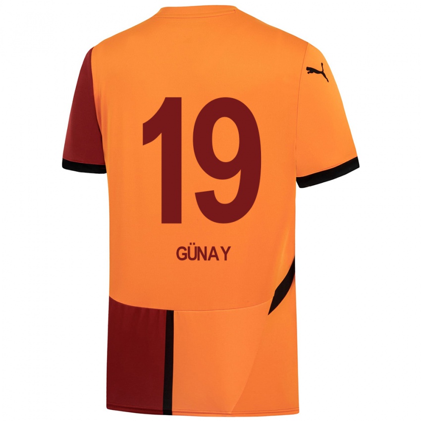 Gyermek Günay Güvenç #19 Sárga Piros Hazai Jersey 2024/25 Mez Póló Ing