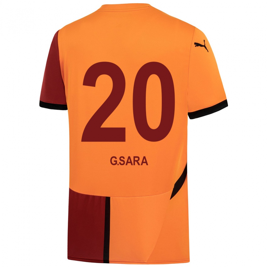 Gyermek Gabriel Sara #20 Sárga Piros Hazai Jersey 2024/25 Mez Póló Ing