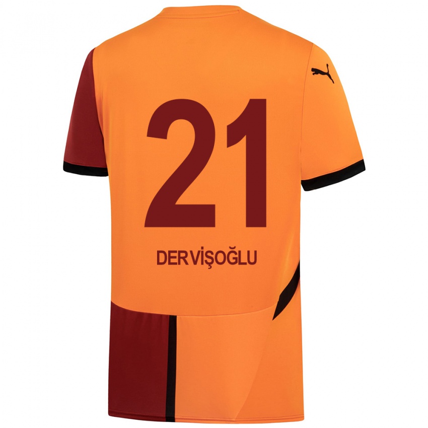 Gyermek Halil Dervişoğlu #21 Sárga Piros Hazai Jersey 2024/25 Mez Póló Ing