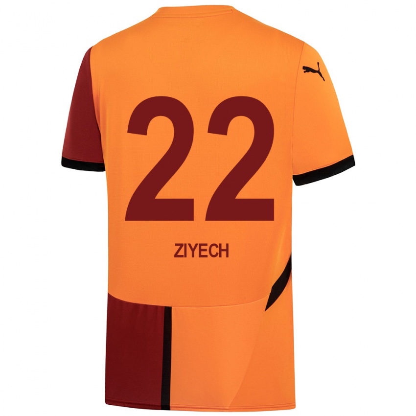 Gyermek Hakim Ziyech #22 Sárga Piros Hazai Jersey 2024/25 Mez Póló Ing