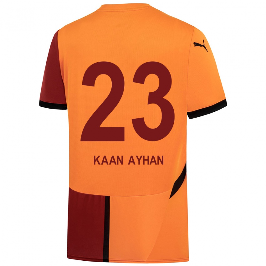 Gyermek Kaan Ayhan #23 Sárga Piros Hazai Jersey 2024/25 Mez Póló Ing