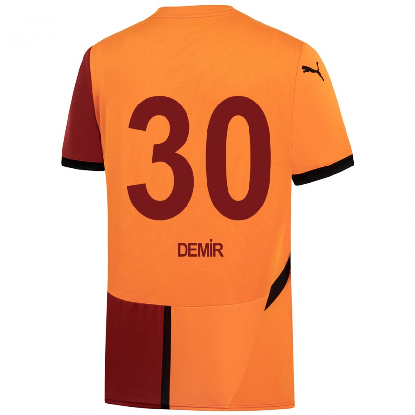 Gyermek Yusuf Demir #30 Sárga Piros Hazai Jersey 2024/25 Mez Póló Ing