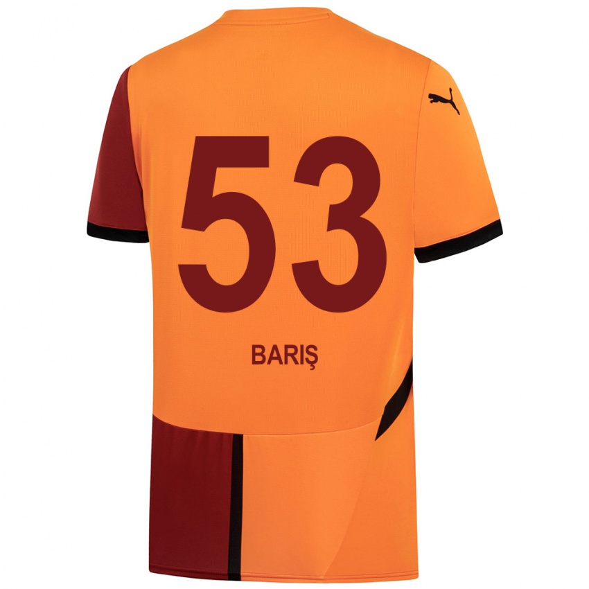 Gyermek Barış Alper Yılmaz #53 Sárga Piros Hazai Jersey 2024/25 Mez Póló Ing