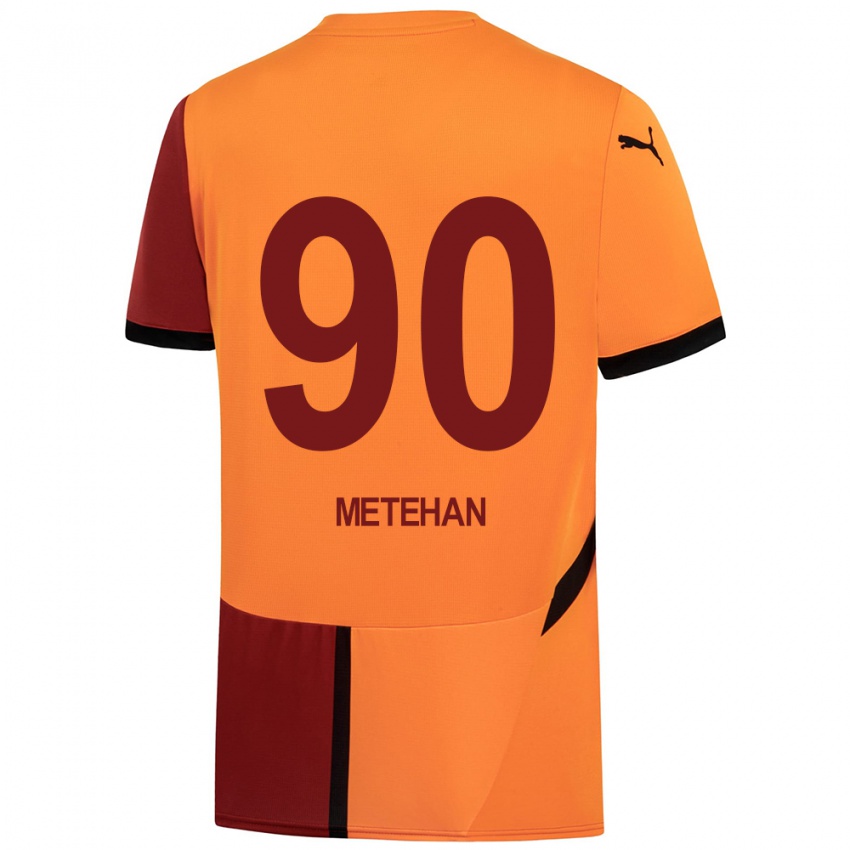 Gyermek Metehan Baltacı #90 Sárga Piros Hazai Jersey 2024/25 Mez Póló Ing