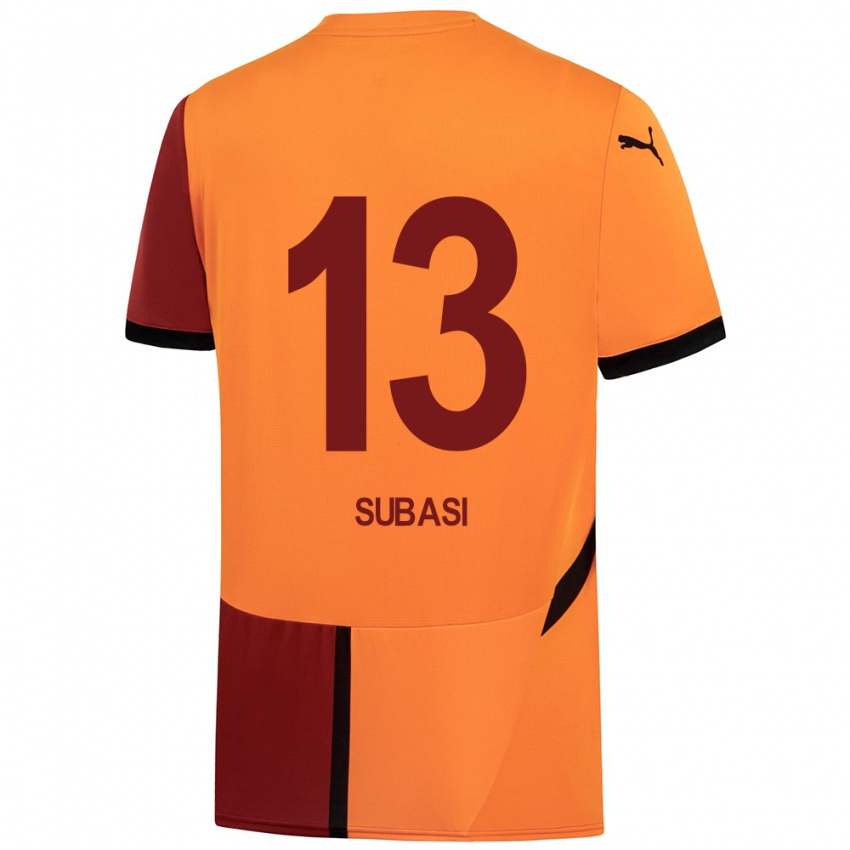 Gyermek Kadir Subasi #13 Sárga Piros Hazai Jersey 2024/25 Mez Póló Ing