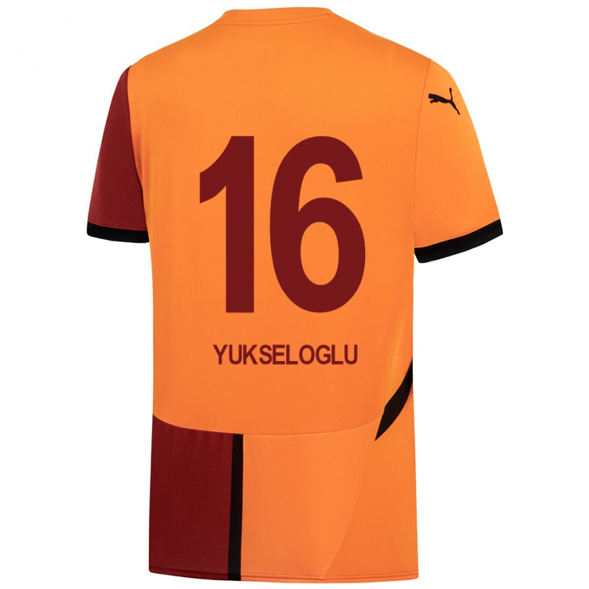 Gyermek Ayaz Yükseloğlu #16 Sárga Piros Hazai Jersey 2024/25 Mez Póló Ing