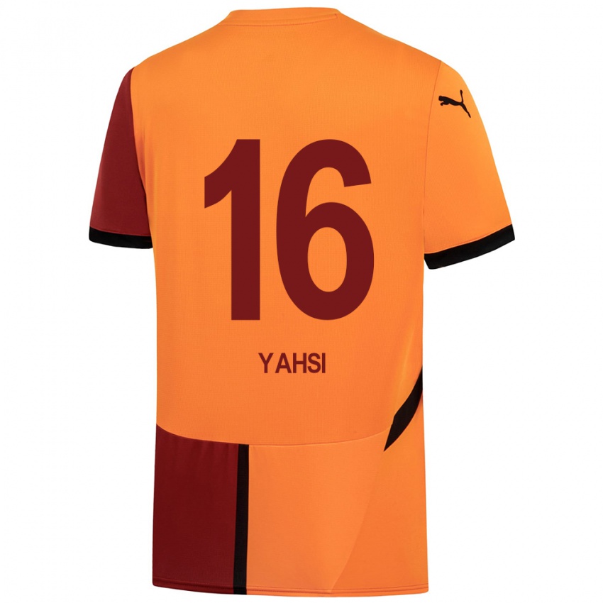 Gyermek Ismail Yahsi #16 Sárga Piros Hazai Jersey 2024/25 Mez Póló Ing