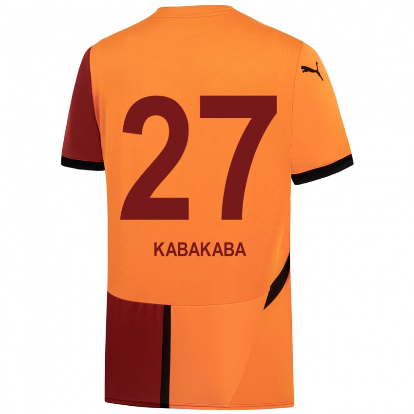 Gyermek Naomie Kabakaba #27 Sárga Piros Hazai Jersey 2024/25 Mez Póló Ing