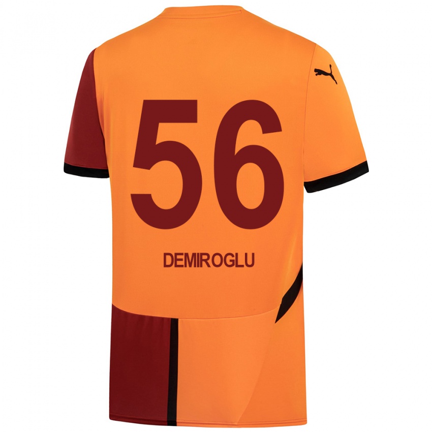 Gyermek Baran Demiroğlu #56 Sárga Piros Hazai Jersey 2024/25 Mez Póló Ing