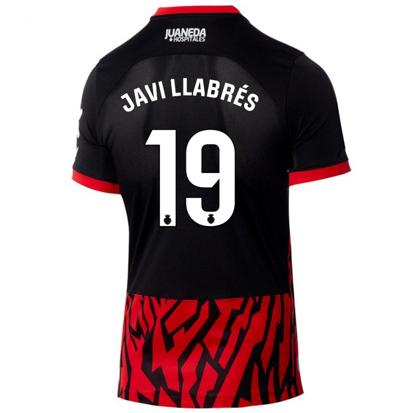 Gyermek Javi Llabrés #19 Fekete Piros Hazai Jersey 2024/25 Mez Póló Ing