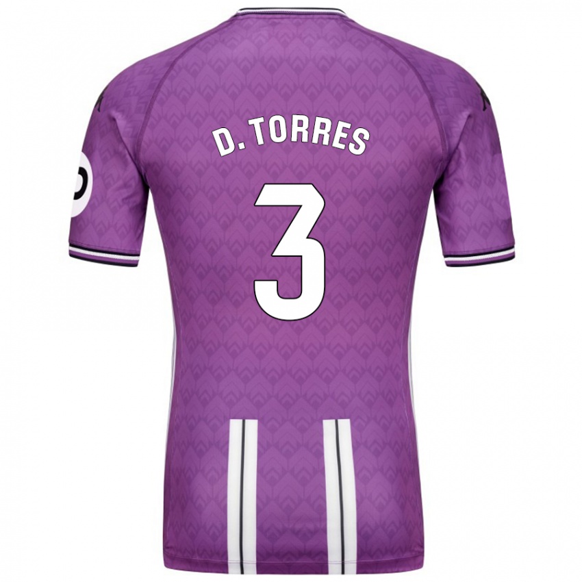 Gyermek David Torres #3 Lila Fehér Hazai Jersey 2024/25 Mez Póló Ing