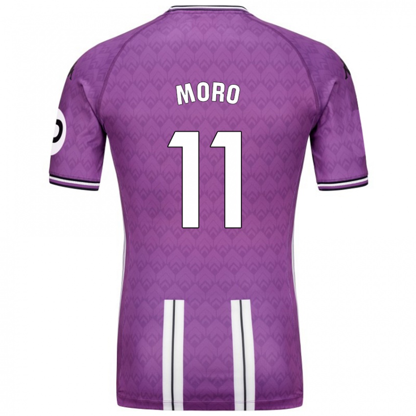 Gyermek Raúl Moro #11 Lila Fehér Hazai Jersey 2024/25 Mez Póló Ing