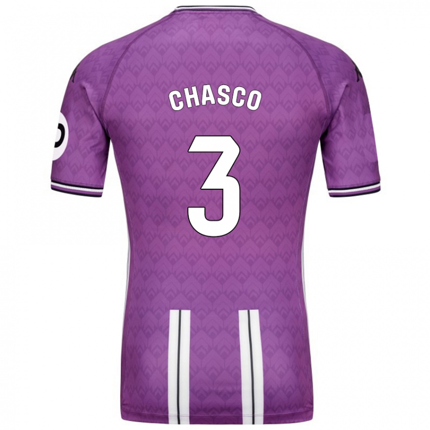 Gyermek Raúl Chasco #3 Lila Fehér Hazai Jersey 2024/25 Mez Póló Ing