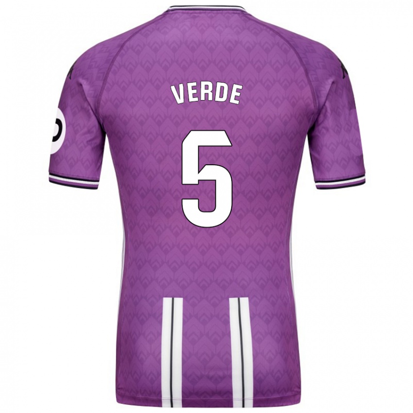 Gyermek Adrián Verde #5 Lila Fehér Hazai Jersey 2024/25 Mez Póló Ing