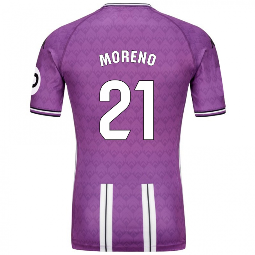 Gyermek Xavi Moreno #21 Lila Fehér Hazai Jersey 2024/25 Mez Póló Ing