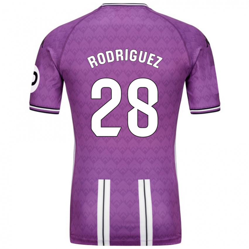 Gyermek Yago Rodríguez #28 Lila Fehér Hazai Jersey 2024/25 Mez Póló Ing