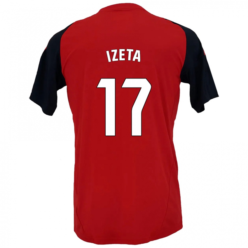 Gyermek Urko Izeta #17 Piros Fekete Hazai Jersey 2024/25 Mez Póló Ing