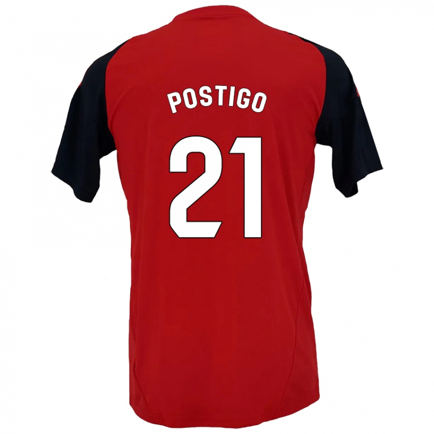 Gyermek Sergio Postigo #21 Piros Fekete Hazai Jersey 2024/25 Mez Póló Ing