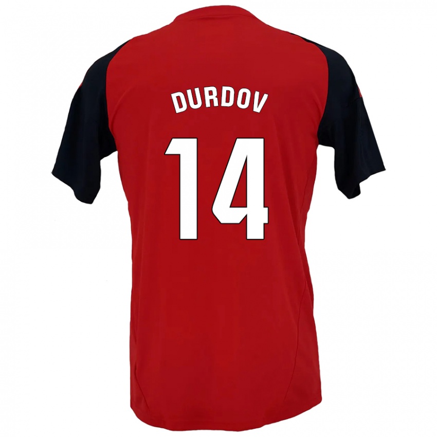 Gyermek Ivan Durdov #14 Piros Fekete Hazai Jersey 2024/25 Mez Póló Ing