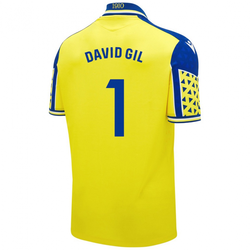 Gyermek David Gil #1 Sárga Kék Hazai Jersey 2024/25 Mez Póló Ing