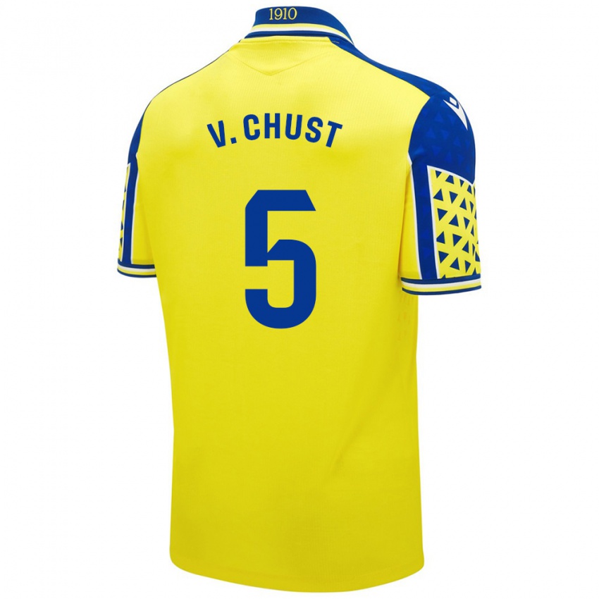 Gyermek Victor Chust #5 Sárga Kék Hazai Jersey 2024/25 Mez Póló Ing